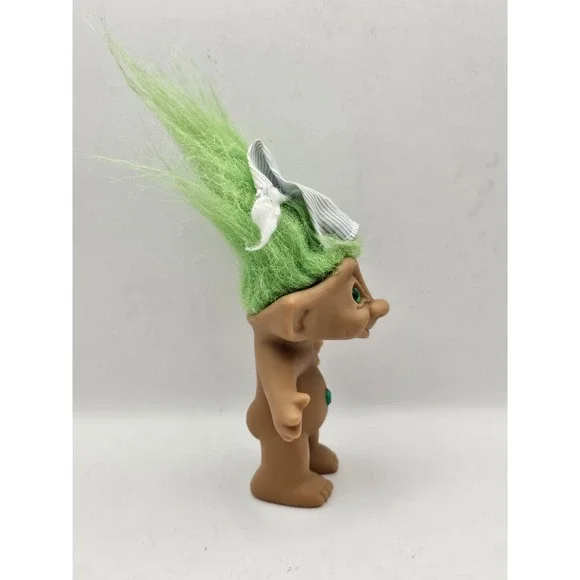 Vintage 4"‎ Ace Novelty Troll Doll Green Hair Jewel Diamond Belly Nightcap - Picture 5 of 7